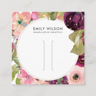 PINK BURGUNDY BLUSH FLORAL HAIR CLIP DISPLAY CARD