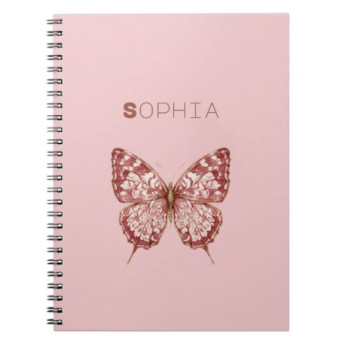 Pink Burgundy Butterfly Name Notebook