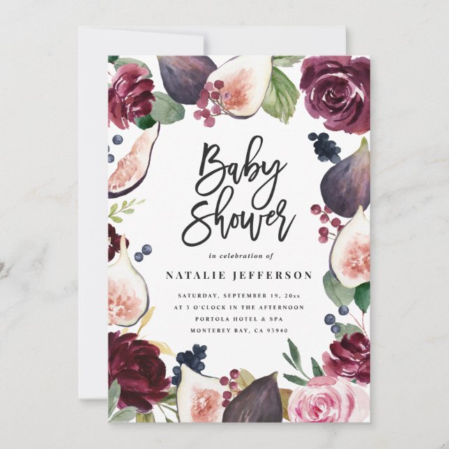 Pink, burgundy, + fig watercolor floral and script (Front)