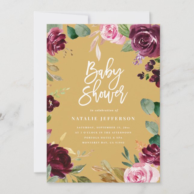 Pink, burgundy, + fig watercolor floral and script (Front)