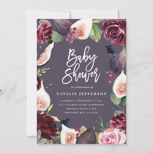 Pink, burgundy, + fig watercolor floral and script (Front)