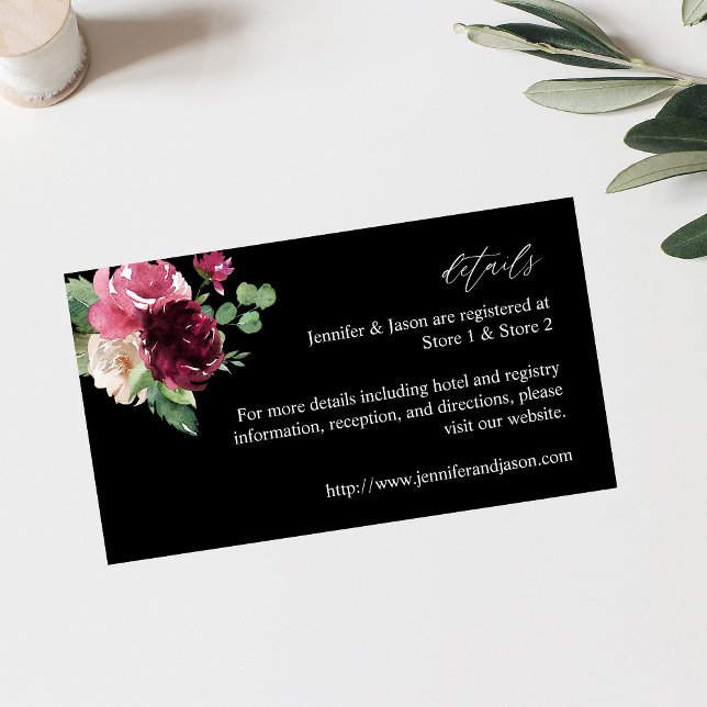 Pink & Burgundy Floral 7 - Black Enclosure Card (Creator Uploaded)