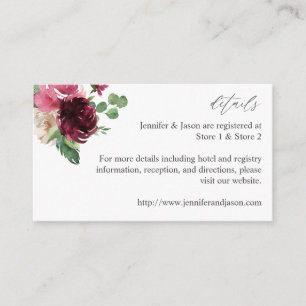 Pink & Burgundy Floral 7 Enclosure Card