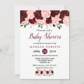 Pink & Burgundy Floral Baby Shower Invitation (Front)