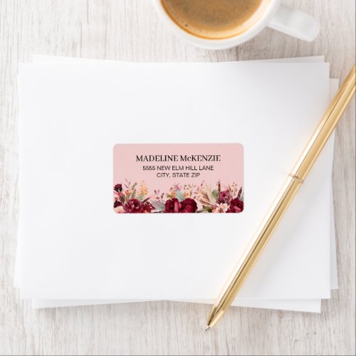 Pink Burgundy Floral Botanical Womens Label