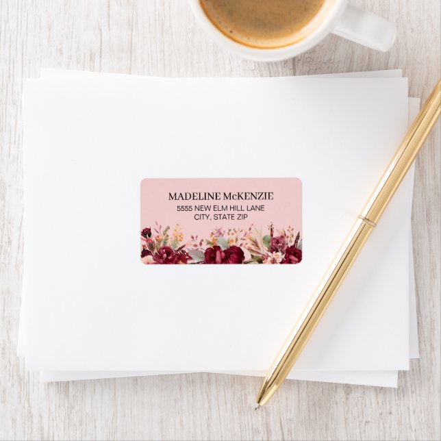 Pink Burgundy Floral Botanical Women's Label (Insitu)