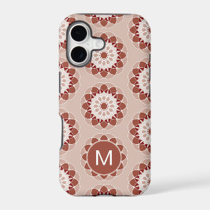 Pink Burgundy Floral Mandala Pattern Monogram iPhone 17 Case