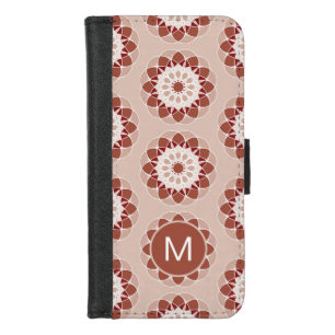 Pink Burgundy Floral Mandala Pattern Monogram iPhone 8/7 Wallet Case