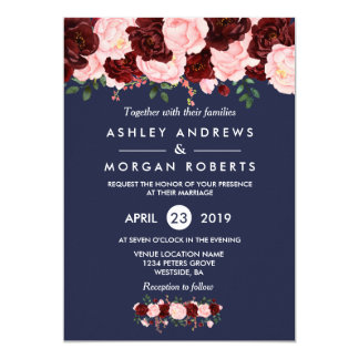 Pink And Navy Wedding Invitations 7