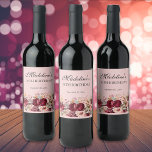 Pink Burgundy Floral Women's 50th Birthday Wine Label<br><div class="desc">Elegant pink and burgundy watercolor floral and greenery 50th birthday party wine bottle label. Personalized with the name and age of the guest of honor along with her party date.  Contact me for assistance with customization or to request additional matching or coordinating Zazzle products for your celebration.</div>