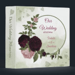 pink burgundy flowers greenery wedding 3 ring binder<br><div class="desc">Romantic beautiful pink and plum burgundy flowers with green leaves botanical wedding photo album</div>