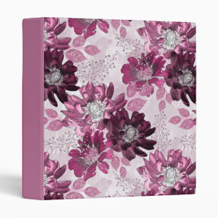 Pink, burgundy flowers on dusty pink 3 ring binder