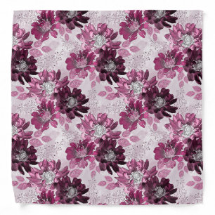 Pink, burgundy flowers on dusty pink bandana