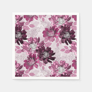 Pink, burgundy flowers on dusty pink napkins