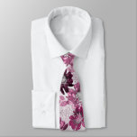 Pink, burgundy flowers on dusty pink neck tie