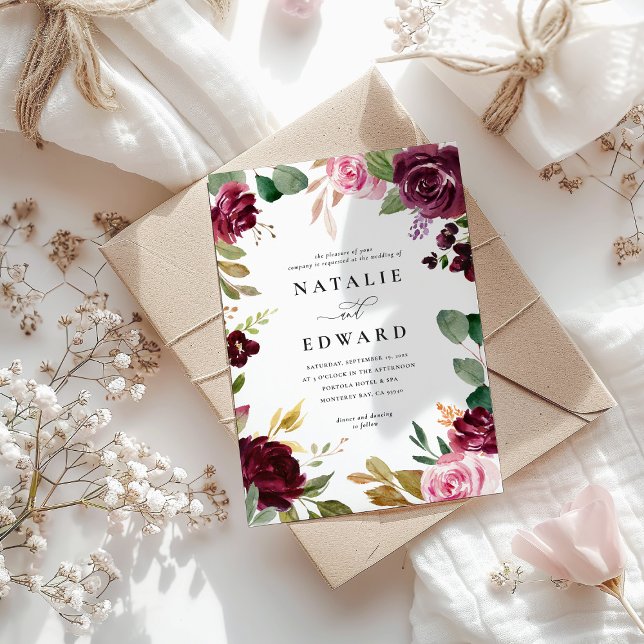 Pink, burgundy muted green and fig floral wedding (Creator Uploaded)