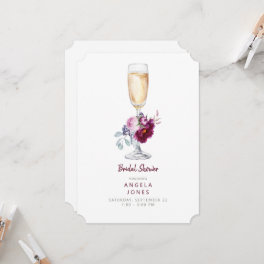 Pink & Burgundy Peony Champagne Bridal Shower Invitation