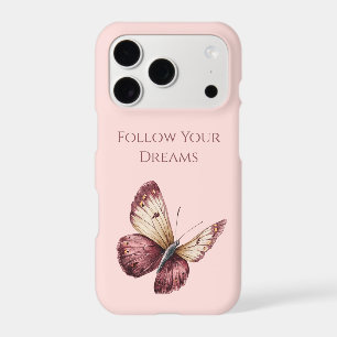 Pink Burgundy Red Cream Butterfly iPhone 17 Pro Case