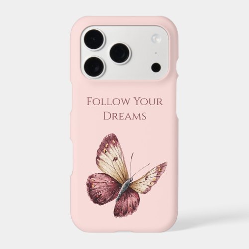 Pink Burgundy Red Cream Butterfly iPhone 17 Pro Case