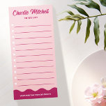 Pink burgundy retro text wavy border to-do list magnetic notepad<br><div class="desc">Pink or custom color to-do list with a wavy border at the bottom and your name in a retro style font. Fonts and colors can be customized in the design tool.</div>