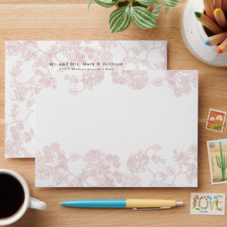 Pink & Burgundy Roses Elegant Wedding Envelopes