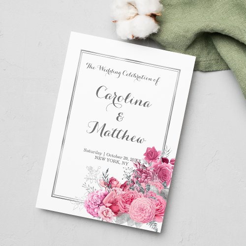 Pink burgundy silver glitter floral Program 