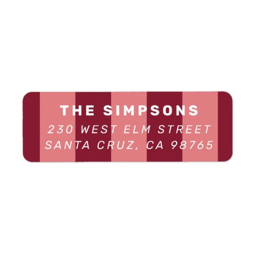 Pink & Burgundy Stripes Modern Return Address Label