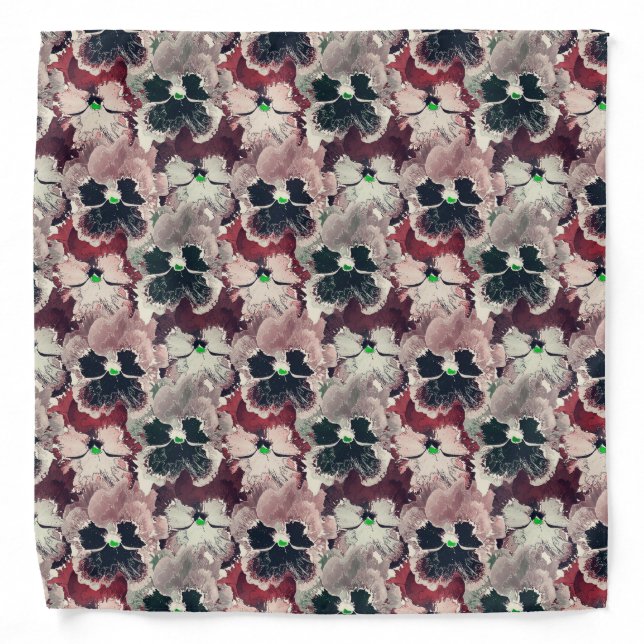 Pink, burgundy watercolor flowers  bandana (Front)