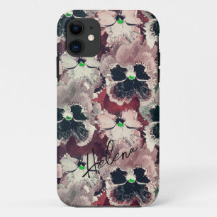 Pink, burgundy watercolor flowers Case-Mate iPhon iPhone 11 Case