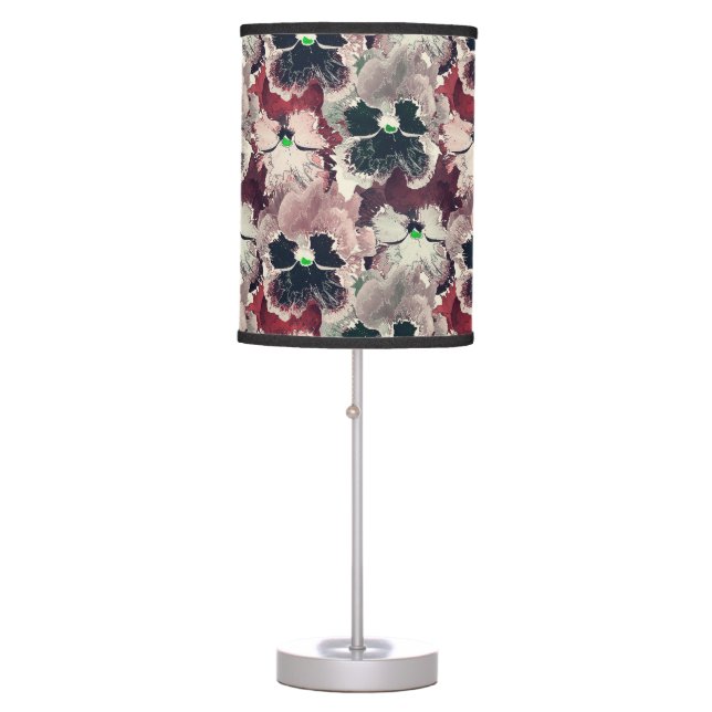 Pink, burgundy watercolor flowers  table lamp (Front)