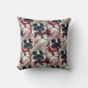 Pink, burgundy watercolor flowers  throw pillow