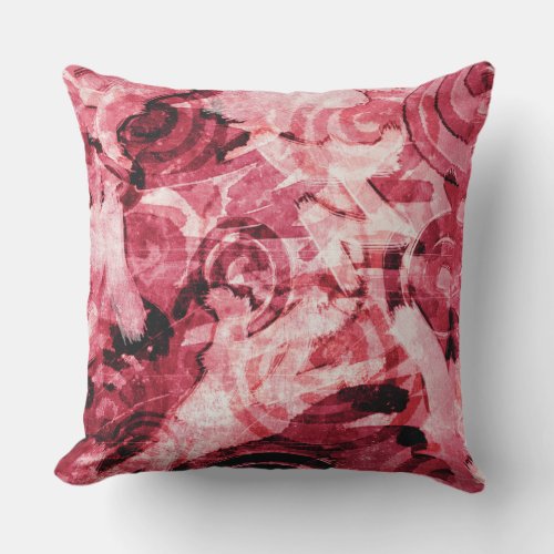 Pink Burgundy White Spiral Modern Abstract  Throw Pillow