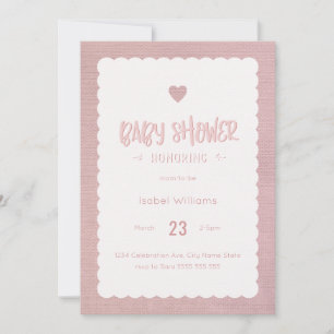 Pink Burlap Baby Shower Invitation - Blank Reverse