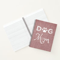 Pink Burlap Dog Mom Notebook