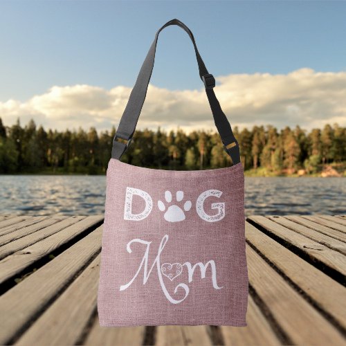 Pink Burlap Dog Mom Tote