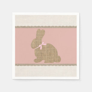Pink & Burlap Rustic Bunny Easter Baby Shower Napkins