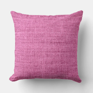 Pink Burlap Rustic Linen Throw Pillow