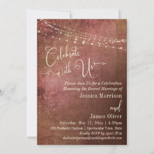 Pink & Burlap Vintage Typography Wedding Reception Invitation