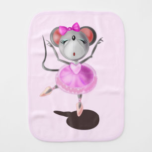 Pink Burp Cloth with Ballerina Mouse