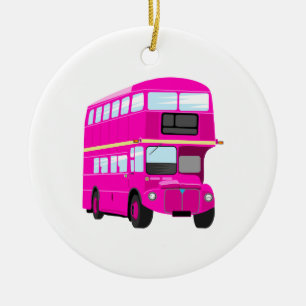 Pink Bus Ceramic Ornament