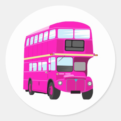Pink Bus Classic Round Sticker