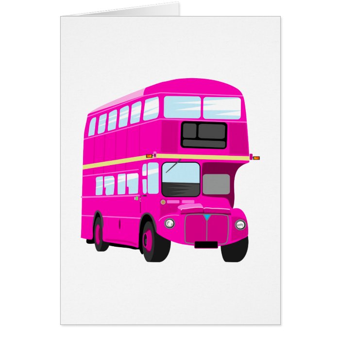 Pink Bus Greeting Cards