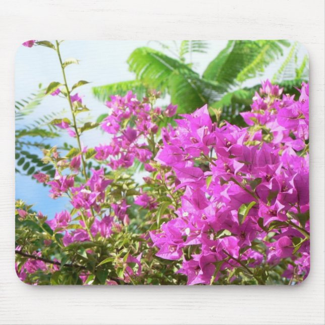 Pink Bush Flowers Mouse Pad (Front)