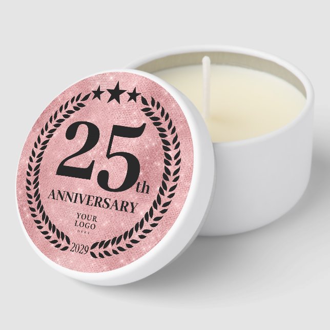 Pink Business 25 Anniversary Gift Employee Clients Mini Candle Favors (Corner)