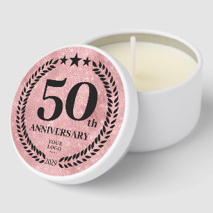 Pink Business 50th Anniversary Gift for Employees Mini Candle Favors