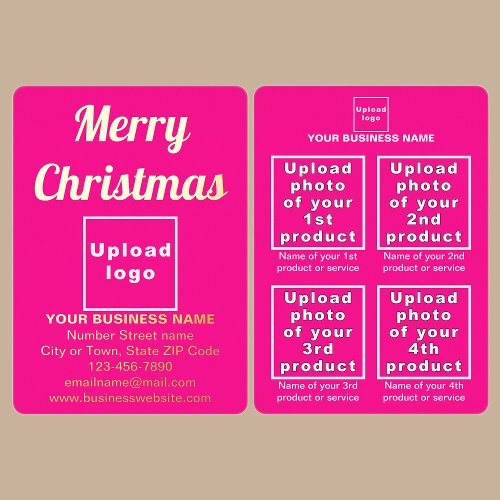 Pink Business Brand on Christmas Foil Holiday Card