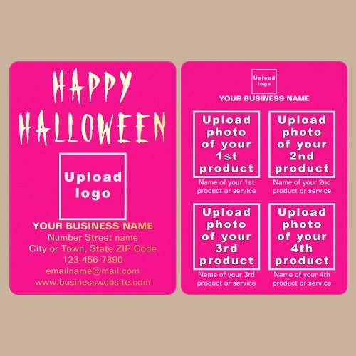 Pink Business Brand on Halloween Foil Holiday Card