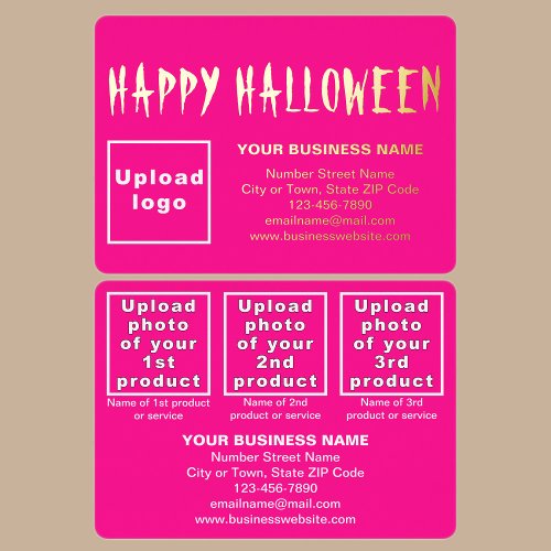 Pink Business Brand on Halloween Rectangle Foil Holiday Card