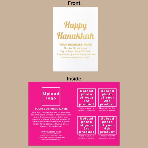 Pink Business Brand on Hanukkah Foil Card