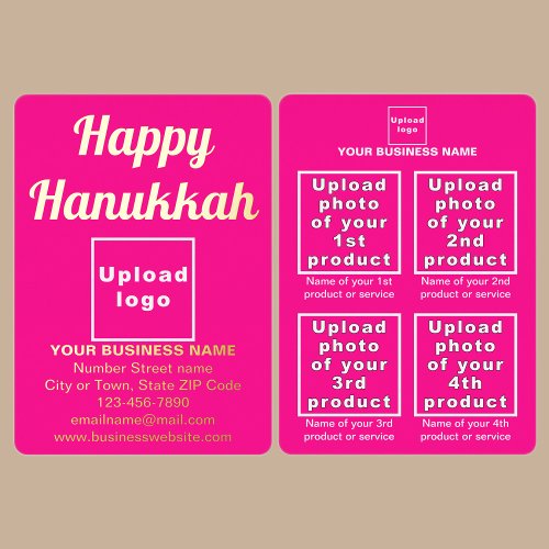 Pink Business Brand on Hanukkah Foil Holiday Card